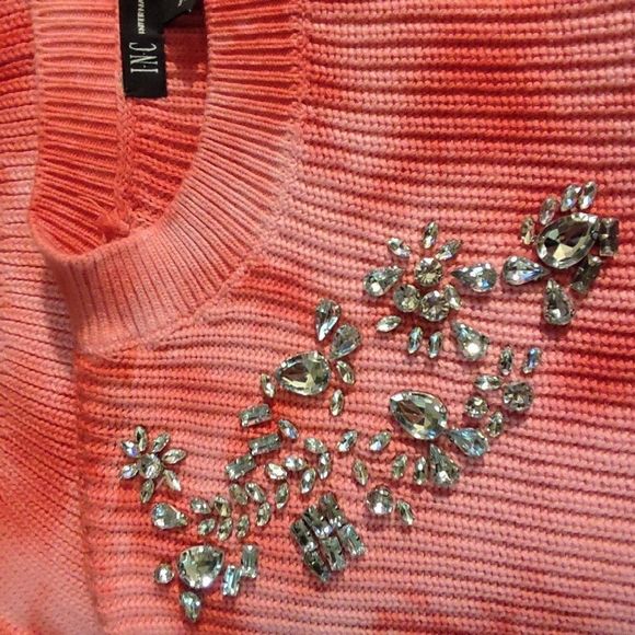 INC Bling Sweater Tie-dye Pullover Crew Neck Sweater Red Small - Picture 7 of 9